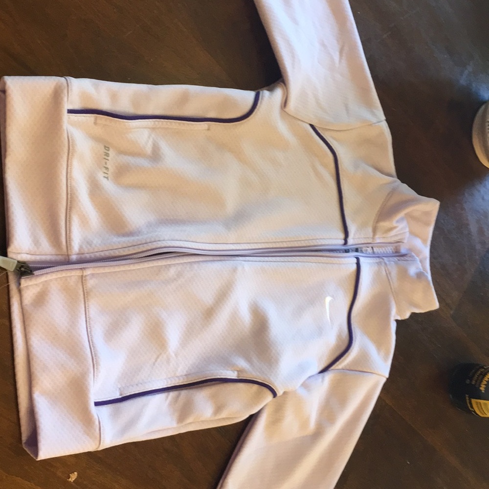 Girls Nike light purple full zip dry fit jacket